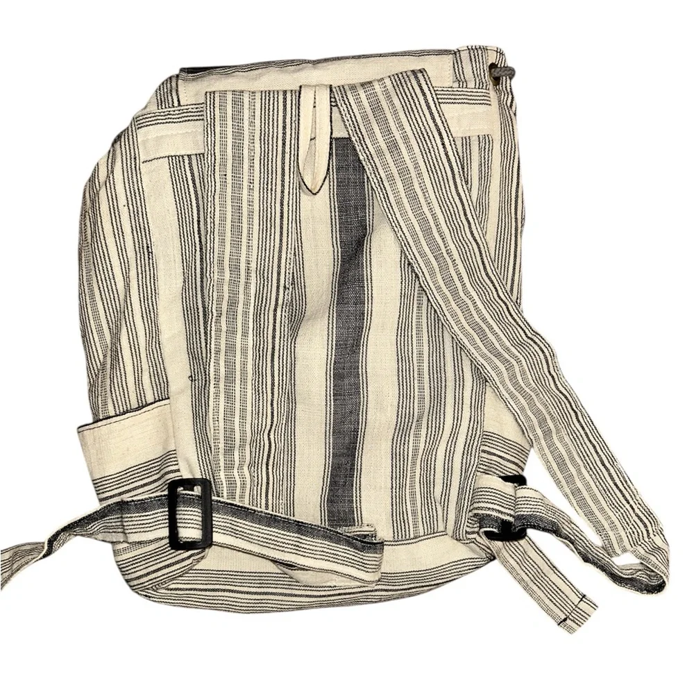 cloth Striped Backpack with Geometric Pattern